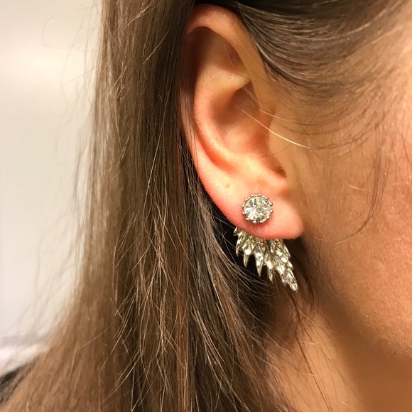 NEW!๐๐ANGEL WING BLING CZ EARRING๐๐SILVER TONE - Picture 7 of 8